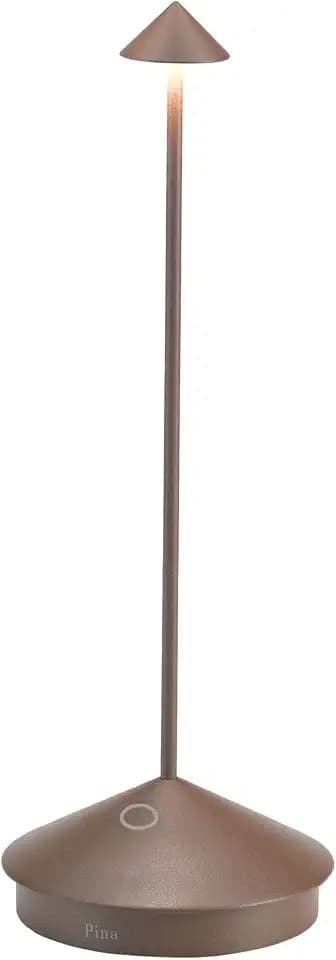 Zafferano, Pina Lampe, Wiederaufladbare und Kabellose Tischlampe mit Touch Control, Geeignet für den Innen- und Außenbereich, Dimmer, 2200-3000 K, Höhe 29 cm, Farbe Corten