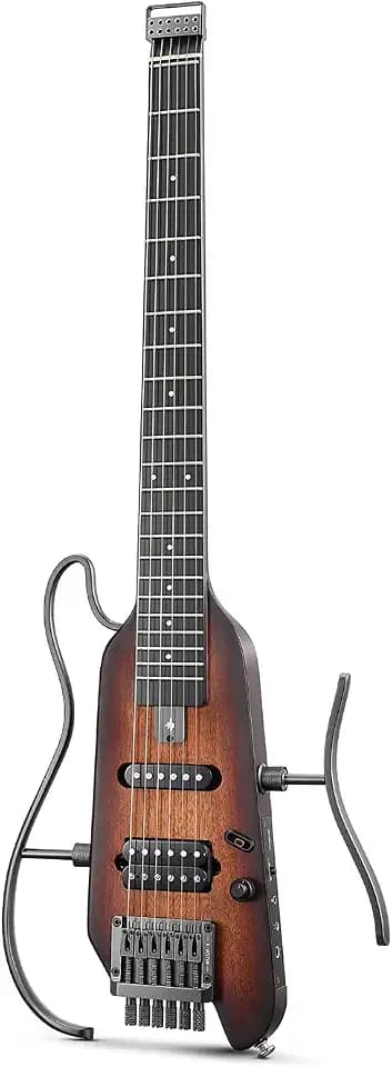Donner HUSH X Headless Electric Guitar Kit, Travel & Practice, Sunburst