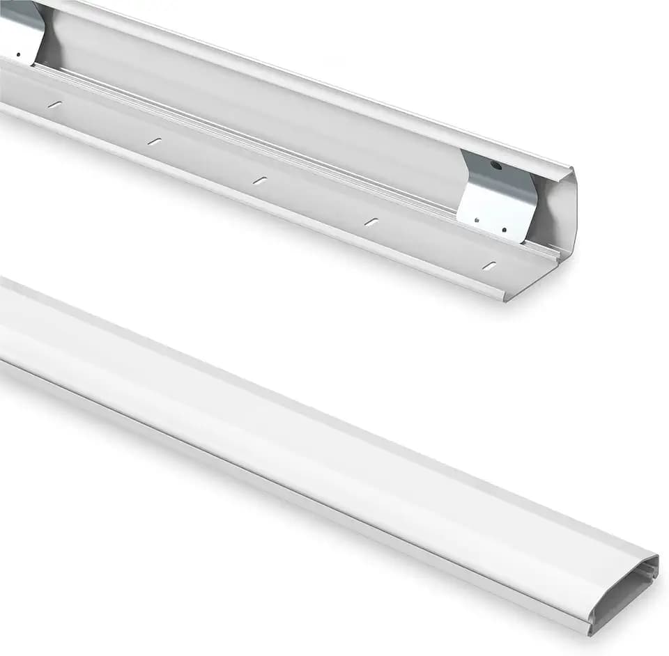 PureMounts Kabelkanal Aluminium 0,5m Kabelabdeckung weiß mit Klebeband