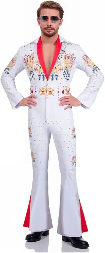 Mens 70s Aloha Costume Vegas Rock Star Jumpsuit