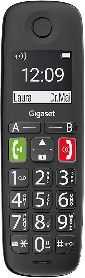 Gigaset E290HX - DECT-Mobilteil mit Ladeschale - Fritzbox-kompatibel - Schnurloses Senioren-Telefon für Router und DECT-Basis - großes Display und Tasten, schwarz [Deutsche Version] [Ohne Basis]