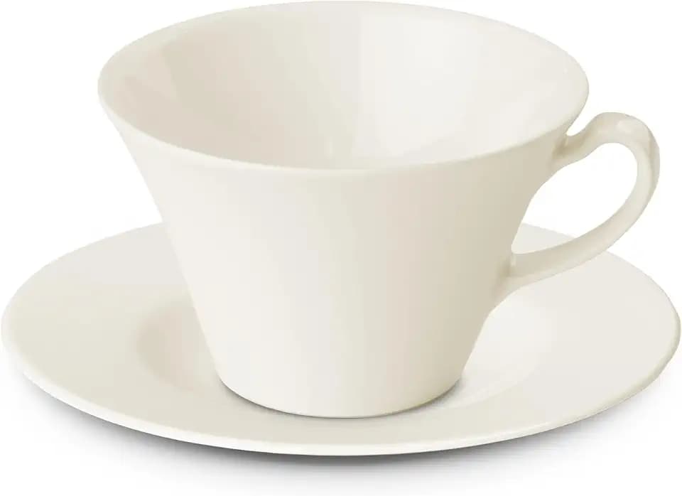 Gerlach Muza Tassen-Set Mit Untertassen 12-Teilig Kaffeetassen 6 Stk Kaffeetasse Teetasse Aus Porzellan Kaffeeservice Für 6 Personen Kaffeebecher Elfenbeinfarbe 250ml