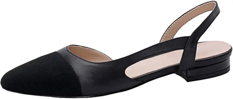 MICIFA slingback flats for women, Round Toe Low heel Sandals Fashion Splicing Dress Shoes for Women