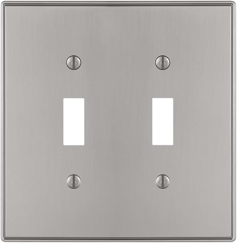 Amerelle 70TTBN Halle Wallplate, 2 Toggle, Cast Metal, Brushed Nickel, 1-Pack