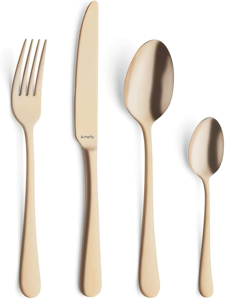 AMEFA AUSTIN Besteck Set 8 Personen (gold) | 32-teilig | PVD-veredelt | mattiertes Besteckset 8 Personen aus rostfreiem Edelstahl 18/0 | goldenes besteck | Besteck gold