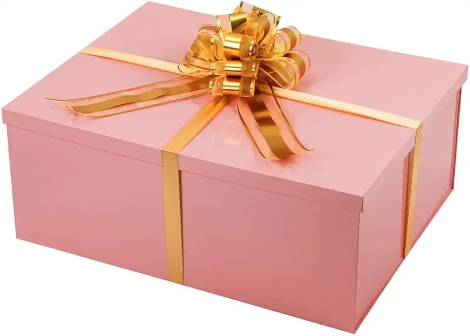 UoeRing Pink Extra Large Gift Box 2Pcs 22x17x9 inch,luxury Gift Box with Lid for Presents Birthday Christmas Valentine's Day (Includes Pull Bows,Card,Envelope,Filler)