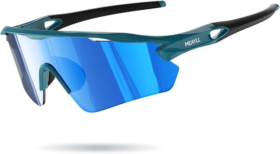 Fahrradbrille Herren Laufbrille Damen, UV400 Sportbrille Schnelle Brille, TR90 Frame mit Verstellbaren Nasenflügel MTB Schutzbrille Sonnenbrille Sunglasses für Fahrrad Angeln Ebike