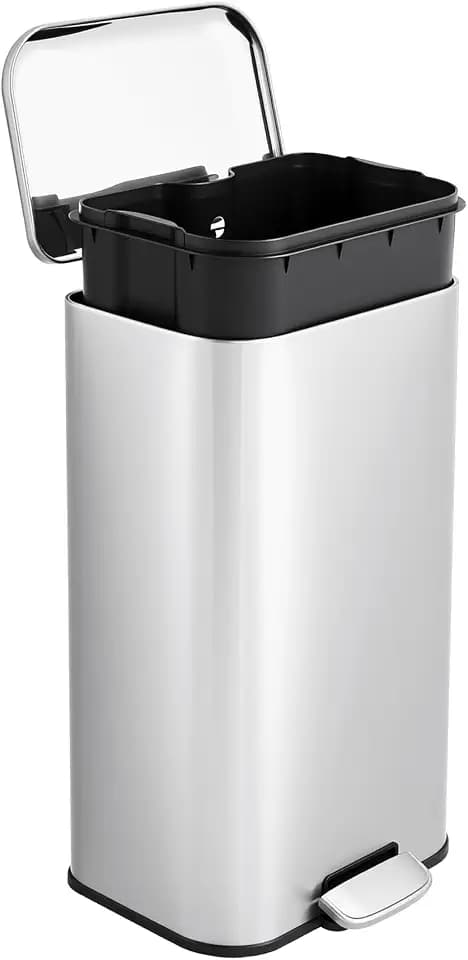 Garvee 8 Gal Step Trash Can, Stainless Kitchen Garbage Bin, Soft Close Lid