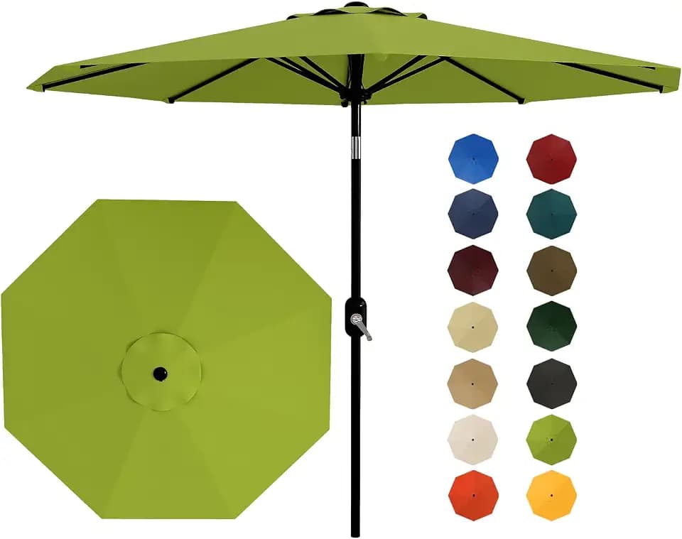 Garvee 9FT Patio Umbrella 8 Sturdy Ribs Outdoor Table Umbrella Grass Green