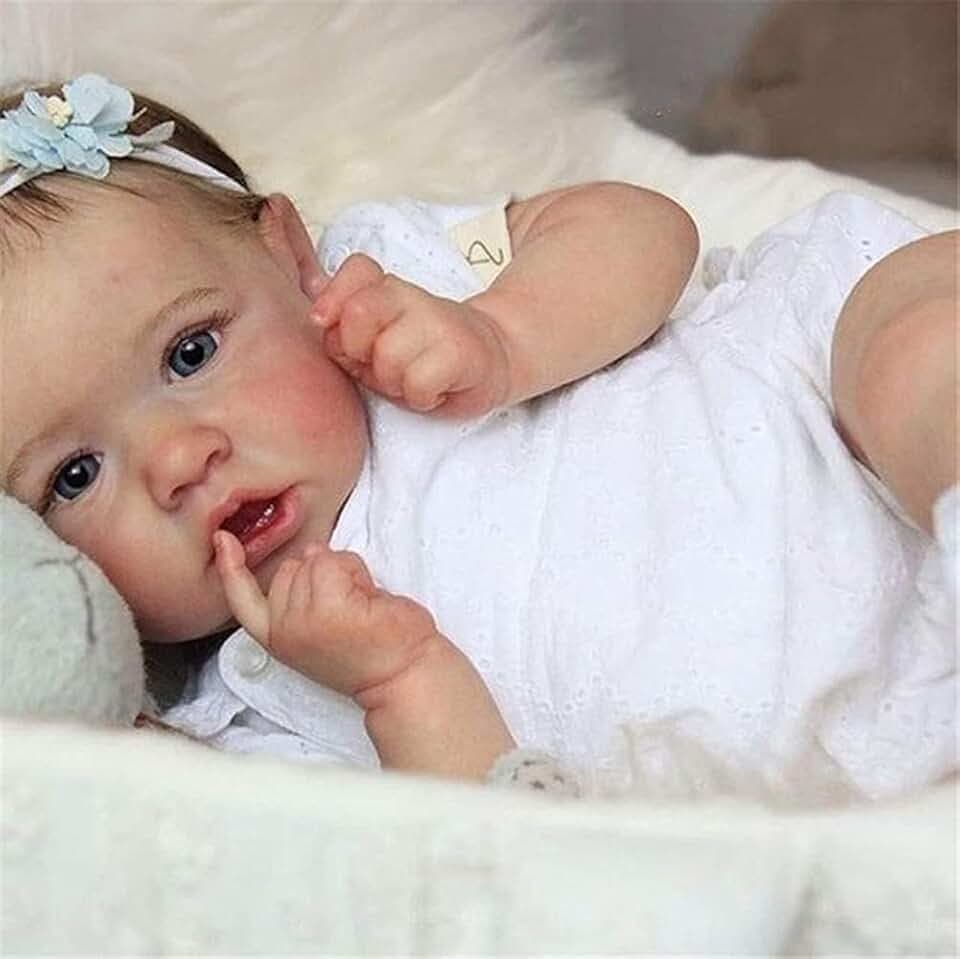 Reborn Baby Vollsilikon Lebensechtes Mädchen 49 cm Real Baby Doll Realistische Neugeborene Baby Puppe mit Zubehör Geschenk für Erwachsene