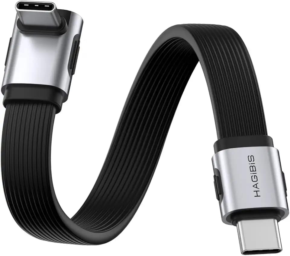 Hagibis USB4 Cable, 80Gbps Data Transfer, 240W Fast Charging USB-C Cable, 8K@60Hz USB 4 V2.0 Short Cable for iPhone 17 16 15 Pro Max, iPad Pro, Thunderbolt 5/4 (Middle 90 Degree, 0.5FT)