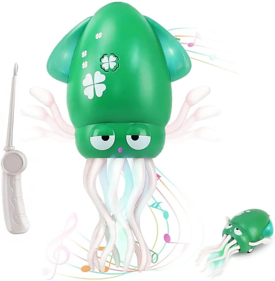 YRIOWMI Dancing Octopus Baby Toy, Tummy Time Toys, Rechargeable Crawling Squid with Music and Light, Electric Interactive Octopus Toy for Birthday for 1 2 3 4 5 6 Year Old Boys Girls (Grass Green)