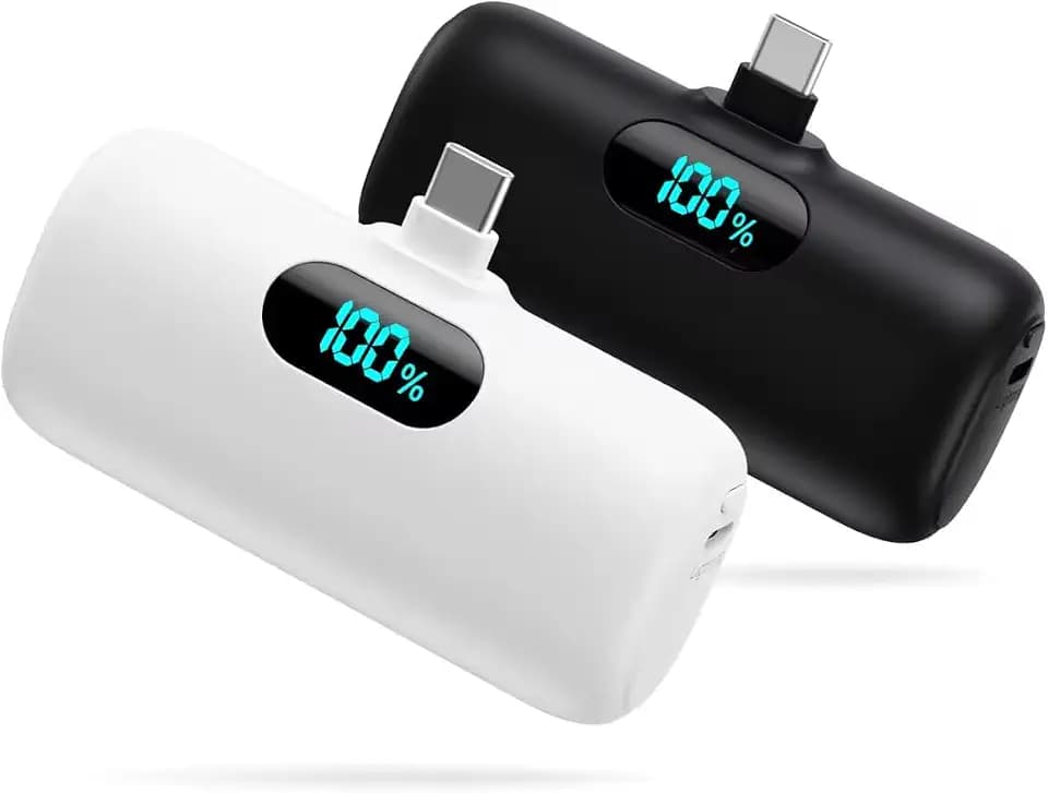 [2-Pack] Mini Portable Charger 5000mAh Power Bank,3A PD USB C Cell Phone Portable Power, LCD Display Battery Pack Compatible with iPhone 17/17 Air/16/16 pro/15/15 pro Max/Android/Samsung/Moto/LG etc