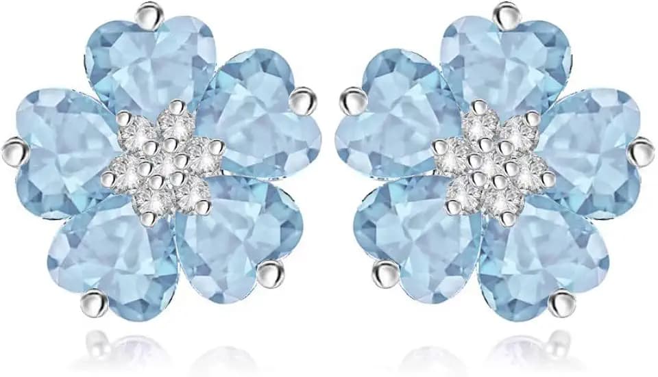 Crystalline Azuria Blume Ohrringes 18ct Weiß Vergoldet Zirkonia Kristalle Blumen Ohrstecker für Damen und Mädchen