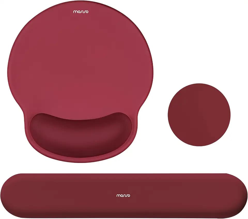 MOSISO Wrist Rest Support for Mouse Pad&Keyboard Set, Wine Red