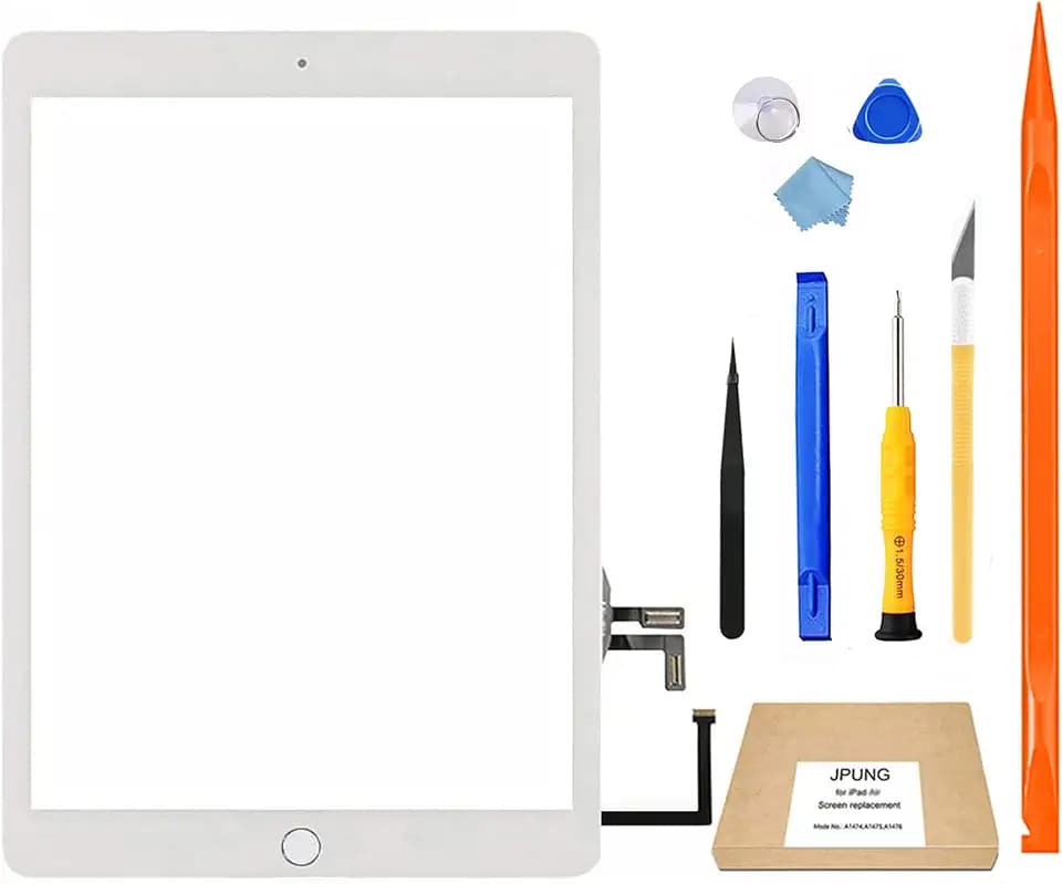 [NO LCD] Digitizer für iPad (5. Generation) Display Glas Touchscreen Modell (A1822 A1823) 9.7 Inch, Only für iPad 5 (2017 Veröffentlicht) Ersatz Bildschirm, mit Home-Button, Komplettes Werkzeug