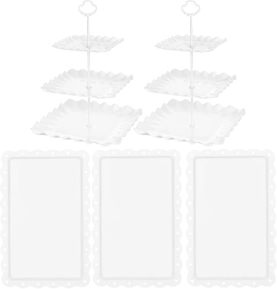 5 Pcs Cupcake Stand Set - White Plastic Dessert Table Display Set