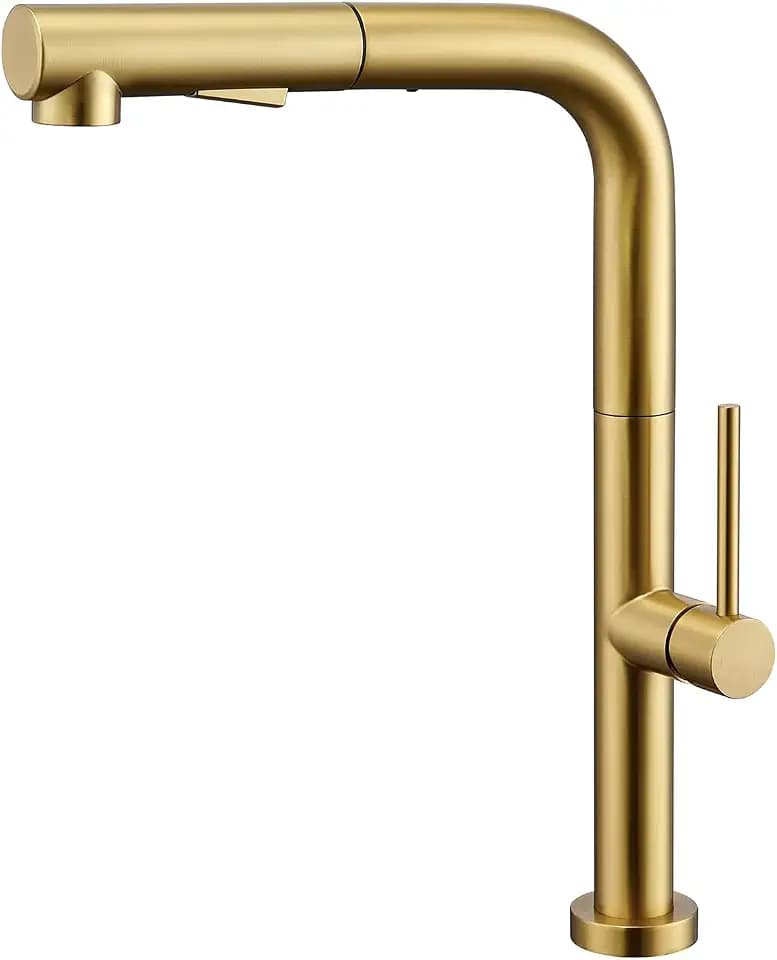 Wasserhahn Küche Gold, Küchenarmatur Ausziehbar Mischbatterie