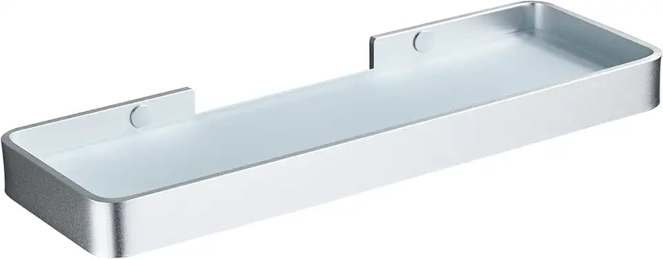 DUFU Duschregal ohne Bohren Duschkorb Selbstklebend Duschwanne mit rostfreiem Organizer Aufbewahrung Kein Schaden Gehärtetes Glas Raum Aluminium Badezimmerzubehör 30cm Silber