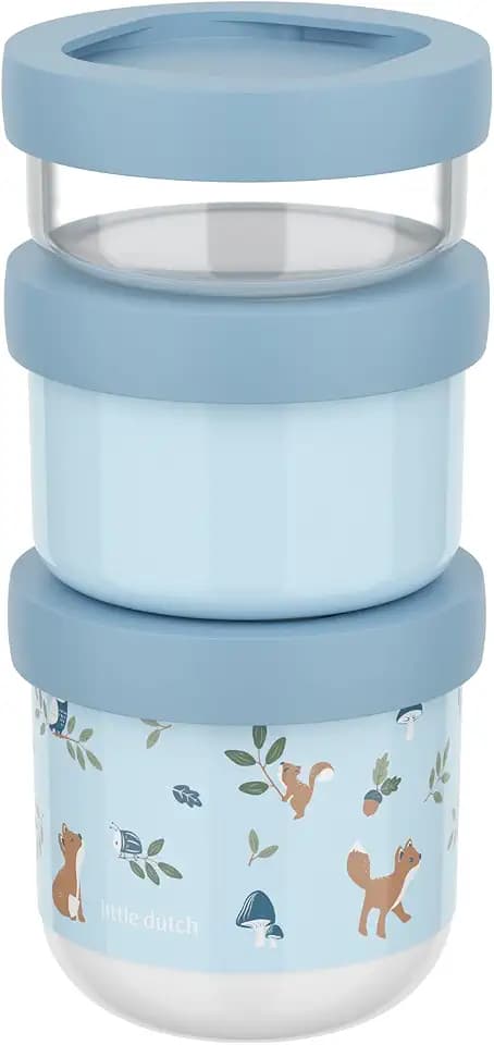 Mepal - Snackbox stapelbar 3-teilig Mio Little Dutch - Stapeln nach Bedarf - Mikrowellen- und Gefrierfachgeeignet - Auslaufsicher - Spülmaschinengeeignet - 100 + 175 + 275 ml - Forest Friends