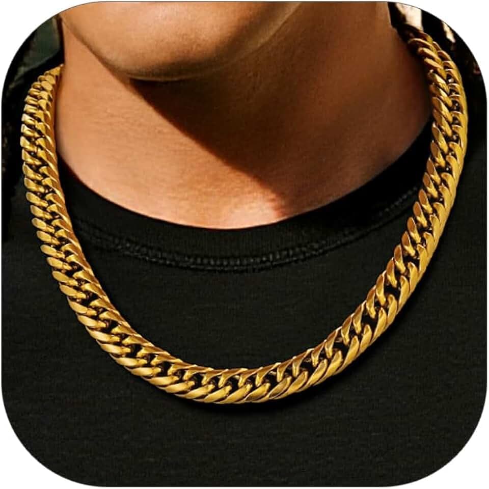 FaithHeart Stainless Steel Miami Cuban Link Chain for Men Women