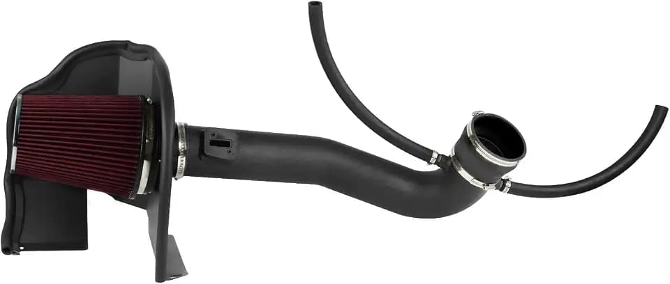 3.5 Inch Cold Air Intake Filter Kit & Heat Shield for Silverado 1500 2014-2018; Sierra 1500; for Cadillac Escalade Suburban Yukon Tahoe 2015-2020 5.3L 6.2L V8 (Black Tube & Red Filter)