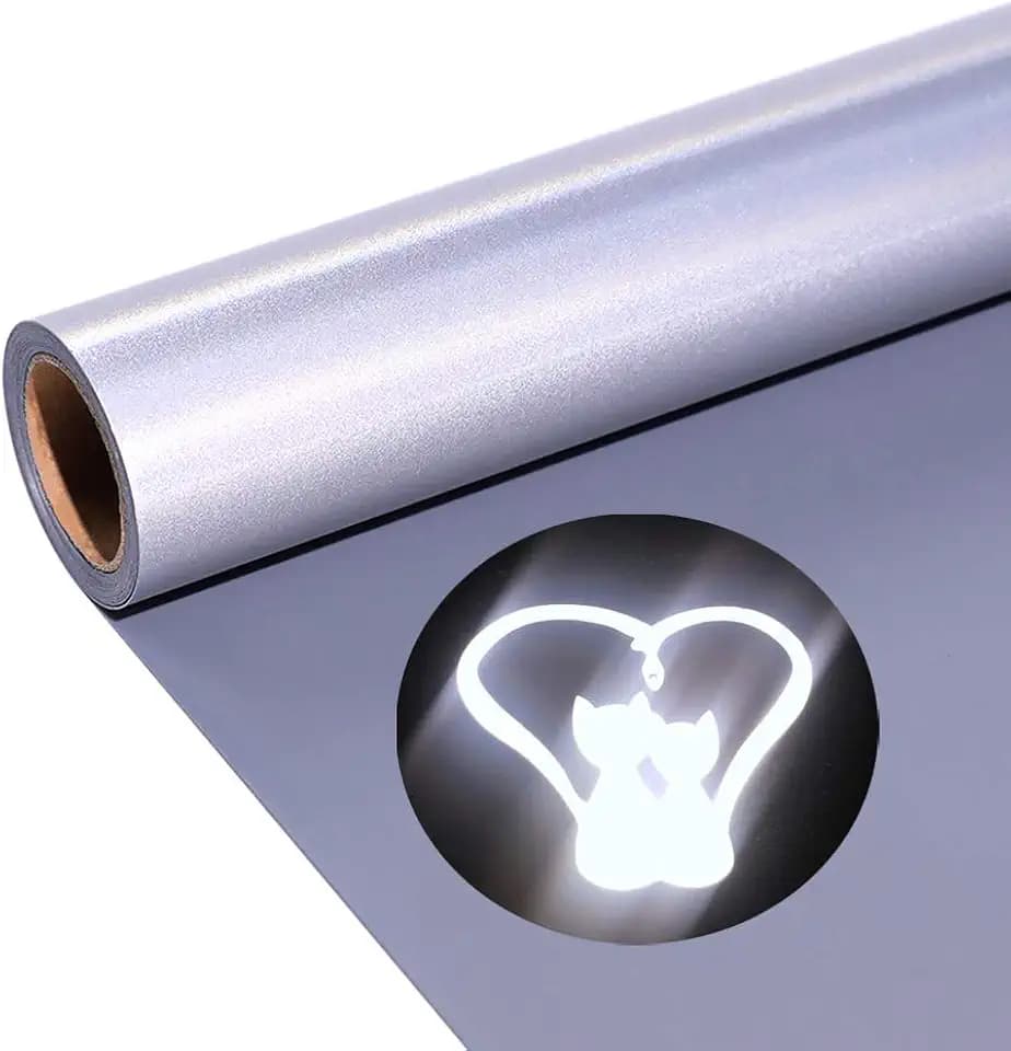 Reflektierend Plotterfolie Textil Heat Transfer Vinyl Grau 30.5cm x 183cm Plotter Flexfolie für Cricut und Silhouette Cameo, Verwendet in Textilien Transferfolie zum Aufbügeln für DIY T-Shirt, Stoffe