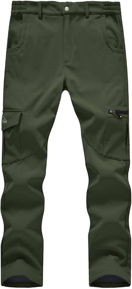 Rdruko Wasserdichte Herren-Winter-Thermo-Wanderhose, Fleece-gefüttert, Outdoor-Wanderhose, warme Softshell-Ski-Arbeitshose mit mehreren Taschen