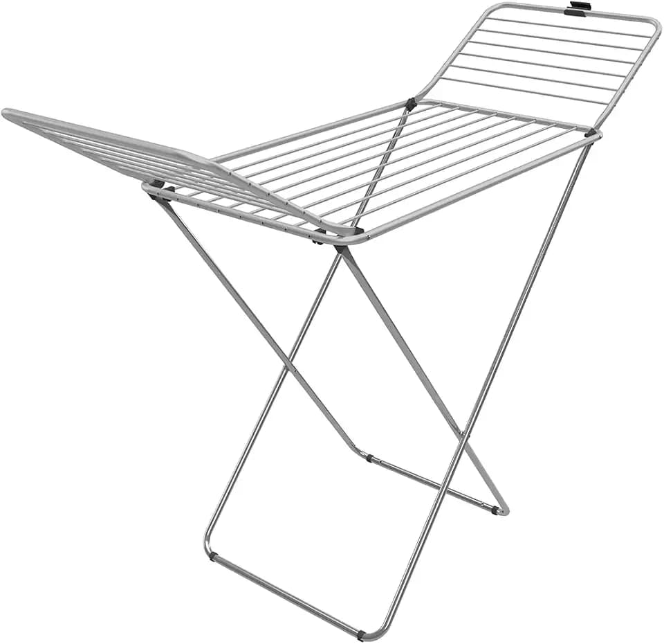 Vileda Tender Wäscheständer aus Stahl | Grobe, knickfreie Wäscheleine | Aluminium-Gitter | für Innen und Außen | klappbar