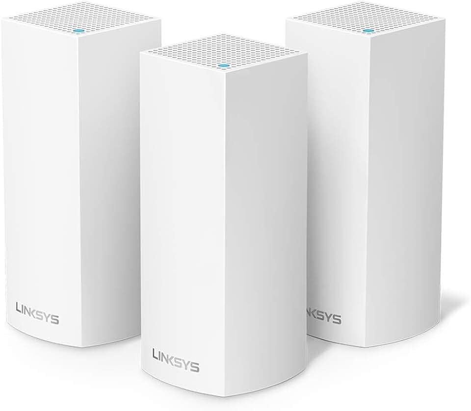 Linksys Velop WHW0303 Tri-Band Whole Home Mesh WiFi 5 System (AC2200) – WLAN-Router-Extender & Booster bis zu 6000 m² für 60+ Geräte – unterstützt MU-MIMO & Kindersicherung – 3er-Pack, Weiß