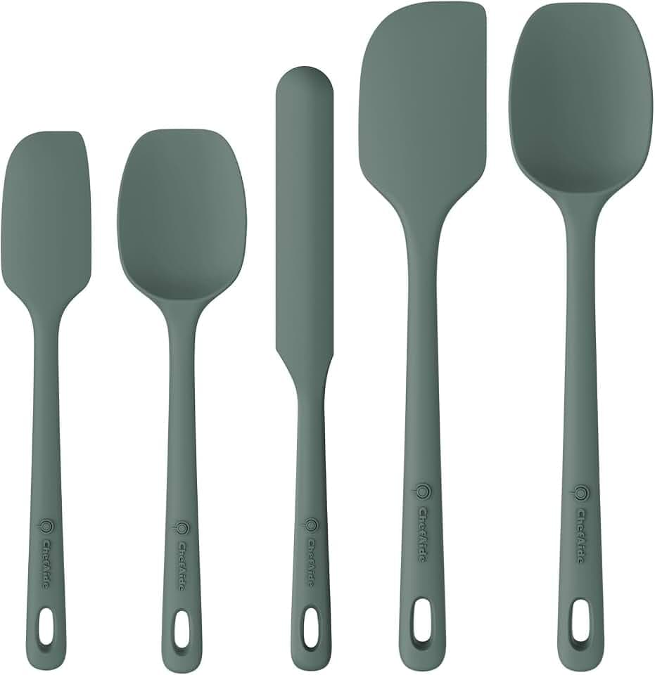 ChefAide 5 Pieces Silicone Spatulas Set, Heat Resistant Rubber Spatula