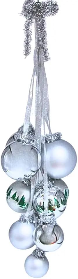 Dekohelden24 Lauschaer Christbaumschmuck - 10er Set Christbaumkugeln Lauscha, Glaskugeln, Fenstergehänge, Baumkugeln für Fenster, Fensterkugeln in Silber, aus Lauscha, von 5 bis 8 cm.