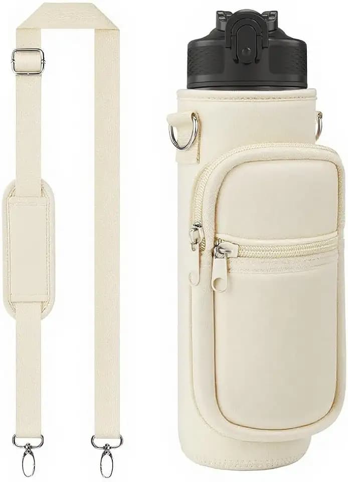 Water Bottle Sling Bag with Storage Pockets & Strap for Hiking Gym Walking
