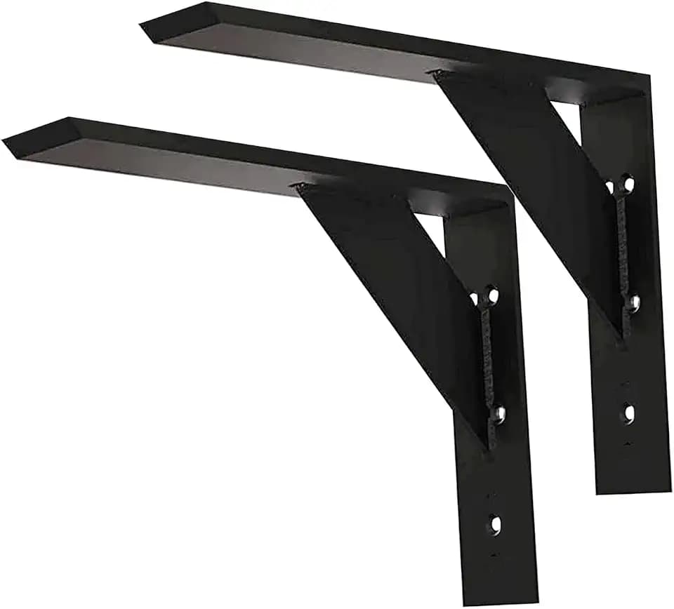 Countertop Support Bracket 16 Inch Heavy Duty Shelf Bracket 2 Pack 3/8" Thick Black16 x10 x2.5 for Granite Quartz Wood Laminate Countertops