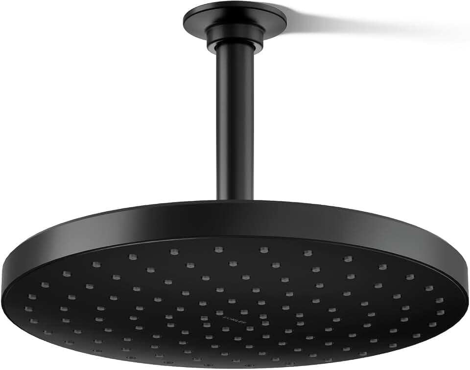 KOHLER 76465-G-BL Awaken® 10" Rain Shower Head, Single-Function Rainhead, Easy to Clean Surface, 1.75 GPM, Matte Black