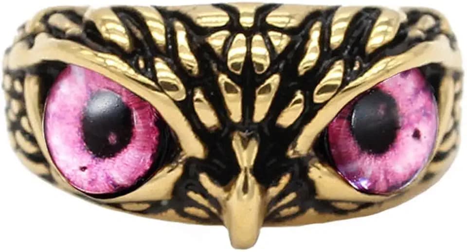 Stainless Steel Signet Biker Ring Vintage Animal Demon Eye Owl Rings for Men Women Statement Jewelry