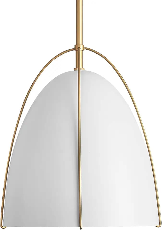 10in Dome Pendant Light White Kitchen Island Pendant Lighting Modern White & Gold Pendant Lights Fixture for Dining Room Kitchen Sink, E26
