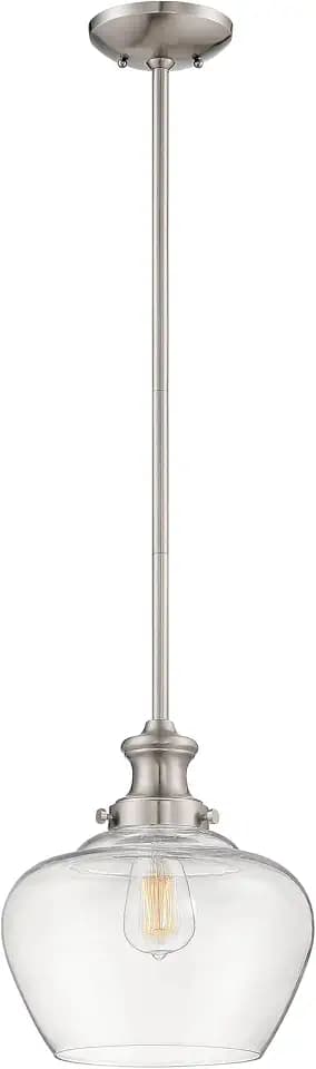 Millennium 5711-BN Transitional One Light Mini Pendant from Neo Industrial Collection in Pwt, Nckl, B/S, Slvr. Finish