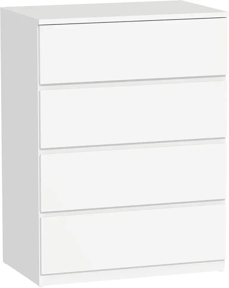 HOMCOM Kommode mit 4 Schubladen, schmal, ohne Griffe, 60 x 40 x 80 cm, Weiß