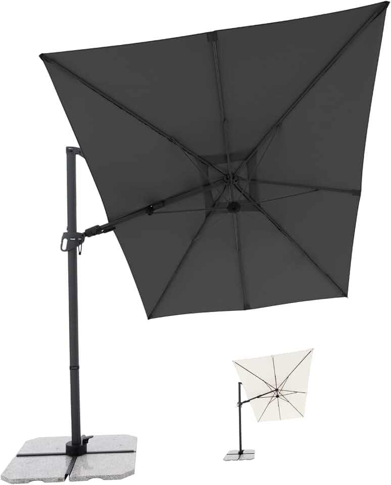 Doppler Pendelschirm Style 300x220cm, Dunkelgrau, mit Kurbel, UV-Schutz 50+