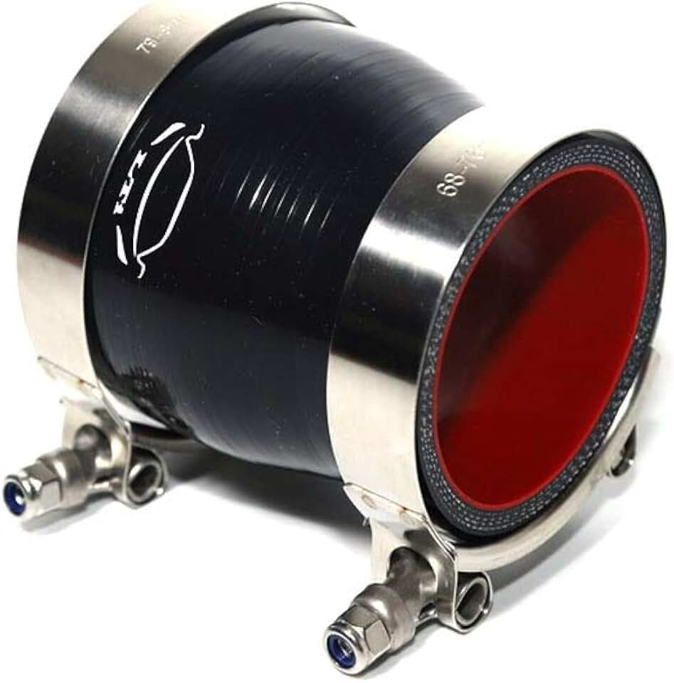 4-Ply Reinforced High Temperature 2.5" to 3" ID Straight Reducer Hose Silicone Coupler With 304 Stainless Steel T Bolt Clamp Combo (2.5''-3'' Black)