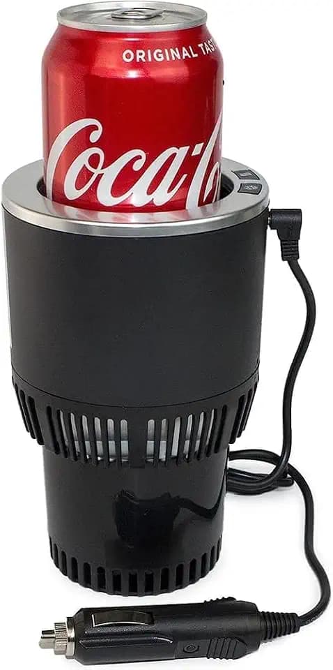 Car Cup Holder Coffee Warmer Drink Cooler 2-in-1 Truck Caned Drink Holder Gift(12V, Black with Silver)
