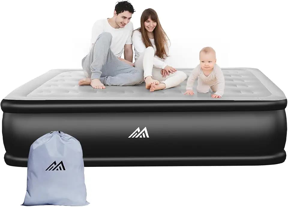 Aufblasbare Matratze 203 x 152 x 46 cm, aufblasbare Matratze mit integrierter Pumpe für Zuhause, Reisen und Camping, Maximalgewicht: 300 kg (Schwarz und Grau, Doppel)