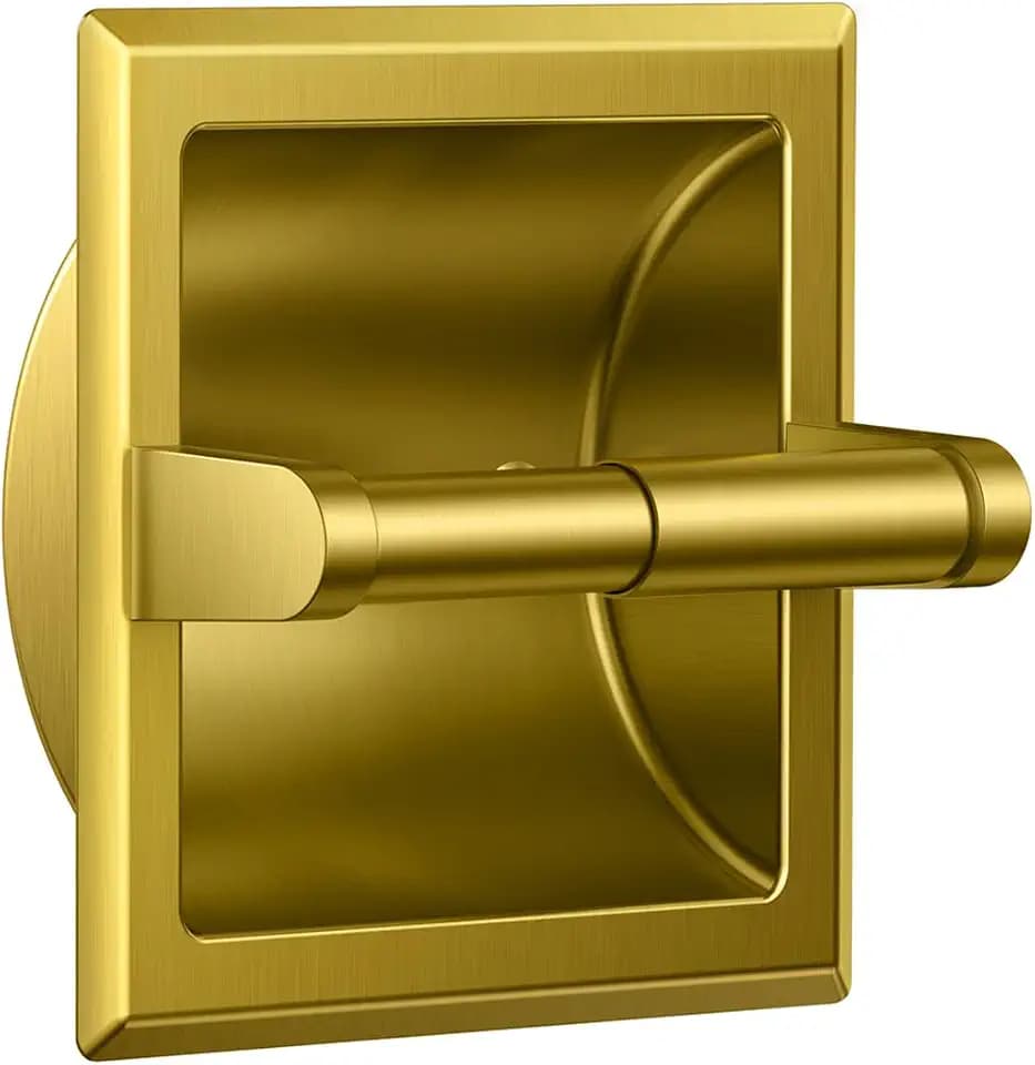 FORIOUS Recessed Toilet Paper Holder for Mega Rolls, Brushed Gold