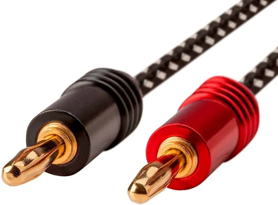 Monoprice Premium Braided Speaker Wire 14AWG - With Gold Plated Banana Plug Connectors - Affinity Series, 2 Pack, 6 Feet