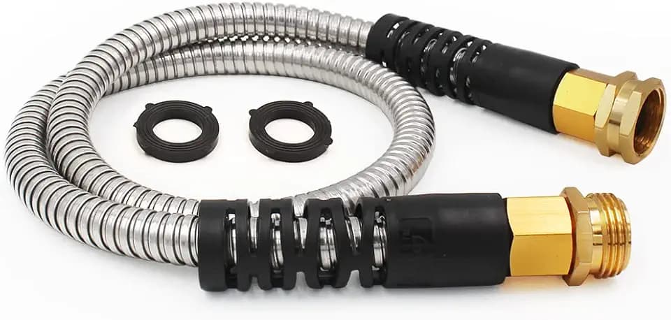 Cesun Short Garden Hose 3 feet, Metal Water Hose, Female to Male, 3ft, 5/8"