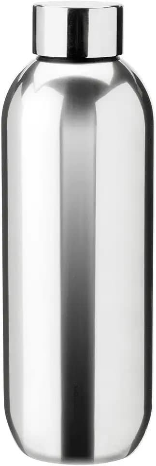 Stelton Thermosflasche Keep Cool - Thermo-Trinkflasche - Doppelwandige Isolierflasche - Moderner Design-Thermobecher für Wasser, heiße & kalte Getränke, Kaffee, Tee - 0,6 Liter, Steel