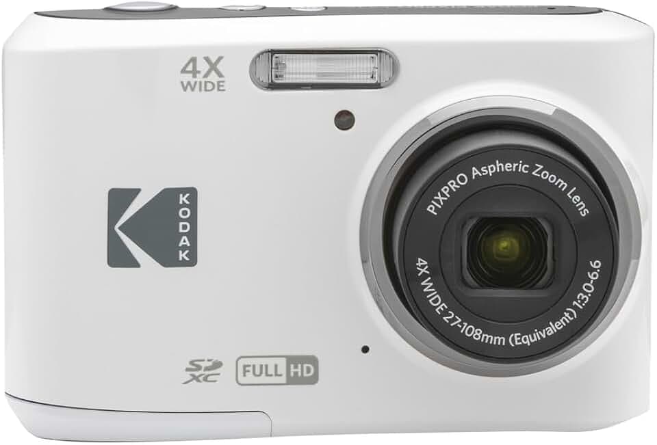 KODAK Pixpro FZ45 – Kompakte Digitalkamera mit 16,44 Megapixeln, 4-fach optischem Zoom, 2,7-Zoll-LCD-Bildschirm, 720p-HD-Videoaufnahme, inklusive AA-Batterie – Weiß