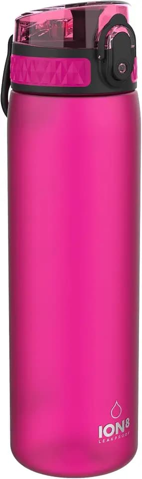 ION8 Trinkflasche, Auslaufsicher, Einhandöffnung, Sichere Verriegelung, Spülmaschinenfest, BPA-frei, Tragegriff, Klappdeckel, Leicht zu Reinigen, Klimaneutral, Zartrosa
