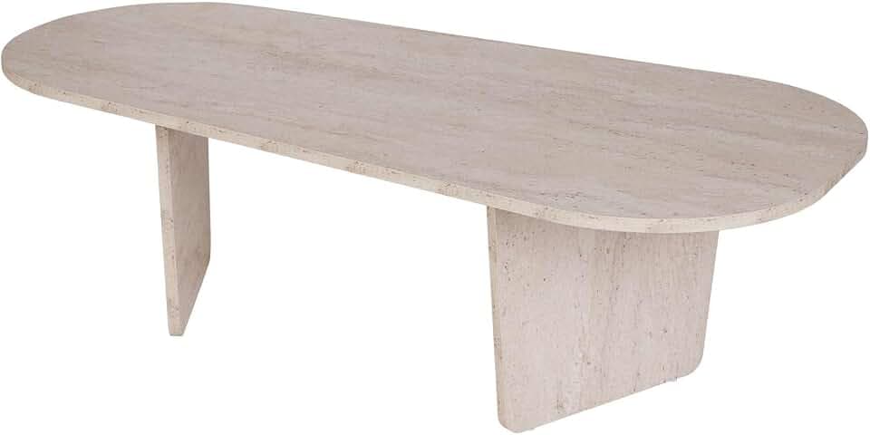 Stilvoller Couchtisch, Travertine-Farbe, 130 x 40 x 65 cm | 100% melaminbeschichtete Spanplatte, 18 mm dick | perfekt für Moderne Wohnzimmer & Räume